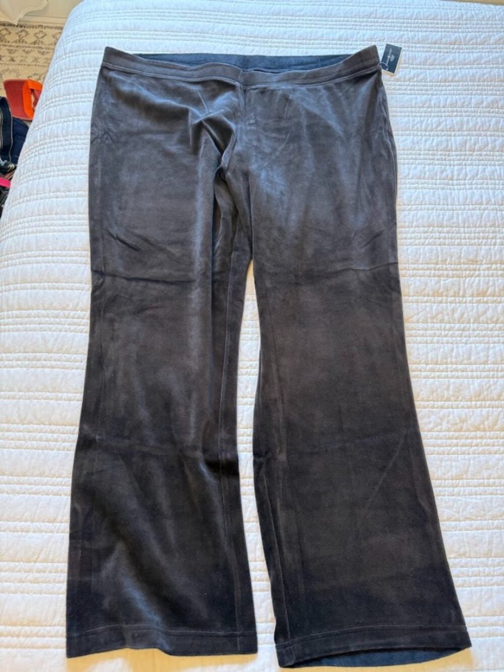 NWT Karen Scott Sport Womens 2X‎ Velvet Velour Pull On Black Straight Leg Pant